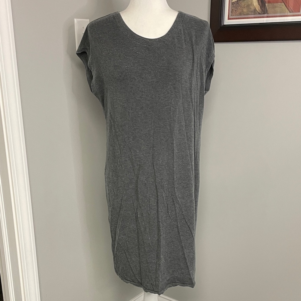 Eileen Fisher gray T-shirt dress size small cap sleeves